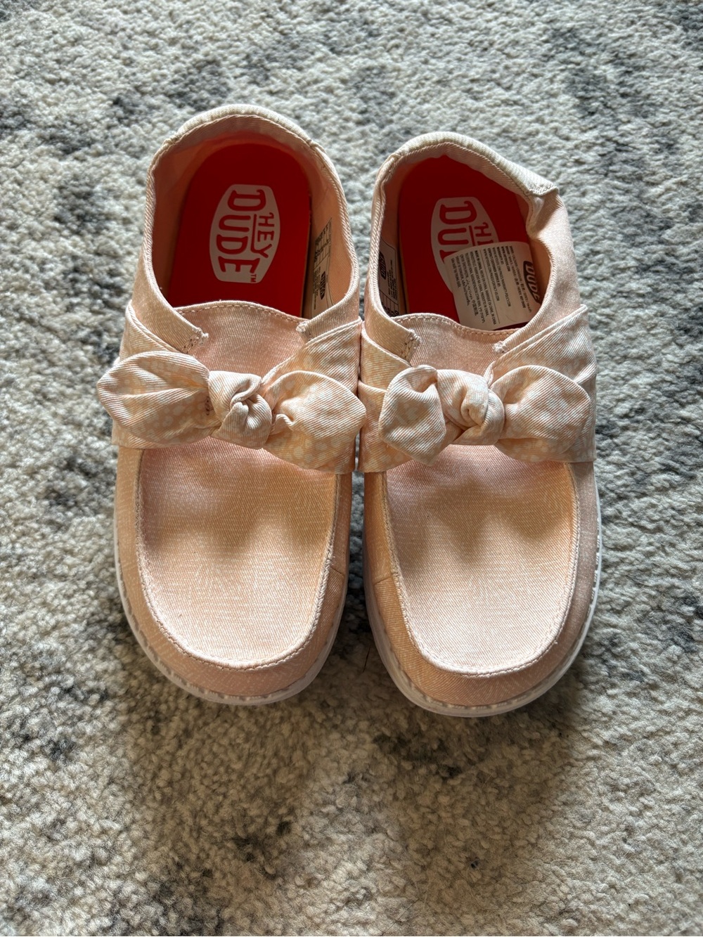 Hey Dude Kids Peach Slip-On Bow Shoes